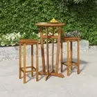 3 PCS Garden Bar Set Wooden Outdoor Furniture Patio Table & Chairs W/ Oil Finish