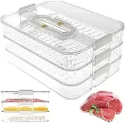 Deli Meat Container for Fridge Organizers and Storage, Bacon Cheese Container with Date Recording, Bacon Keeper Fridge Meat Container, Stackable Food Storage Boxes for Refrigerator (3 Layer)