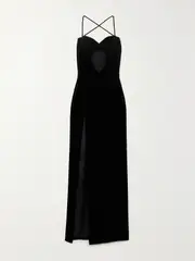 [Alessandra Rich] Alessandra Rich - Cutout Stretch-velvet Gown - Black - IT36 IT 36 Black