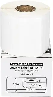 Houselabels Dymo-Compatible Jewelry Price Tags, Barbell Style, 1500 Labels per Roll (HL-30299), White