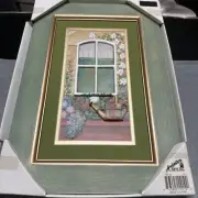 Anister Gifts - Window And Garden With Rustic Looking Green Frame Shadow Box New
