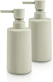 2 Pack Soap Dispenser Hand Soap Dispenser Beige Bathroom 8.5 Oz Plastic Hand and Dish Dispenser Set for Kitchen Refillable Liquid Soap and Lotion Dispensers Bottle