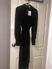 Black Zimmerman Maxi Dress With Gold Choker And Gold Buttons On Cuff Sleeve