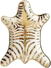 [NUYKOUY BCLP-A] NUYKOUY Zebra Stripe Jewelry Tray Ceramic Dishes Plate Gilded 5.9", Gold