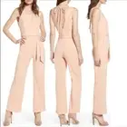 Sentimental NY Nordstrom Plunge Back Jumpsuit Rose Peach Medium NWT