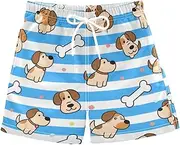 [sanluoli] Blue White Striped Dog Bone Boy's Swimwear Trunks Boys Swimming Trunks Quick Dry Double Layer Swimwear 2T, Blue White Striped Dog Bone, 5 Years