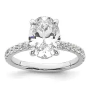 14k White Gold 1/2 Ct. Lab Grown Diamond VS/SI+ G+ 3 Ct. center Flair Oval Engagement Ring