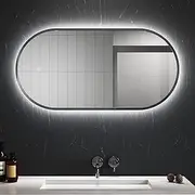 ELEGANT LED Bathroom Mirror Anti-Fog Wall Mounted Mirror with Touch Control Oval Bathroom Vanity Mirror with Light 6500K White Light Large LED Mirror (900 x 450mm)