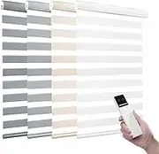 Custom Size Motorized Zebra Blinds with Remote, Waterproof Cordless Electric Window Roller Shades, Built in Rechargeable Motor, Control by Remote and APP (Dark Grey)
