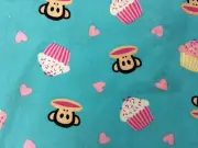 Paul Frank/Monkey And Cupcakes/100% Cotton Fabric/60” Long X 44” Wide