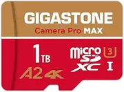 [5-Yrs Free Data Recovery] GIGASTONE 1TB Micro SD Card, 4K Camera Pro MAX, 4K Video Recording for GoPro, DJI, Drone, R/W up to 100/90 MB/s MicroSDXC Memory Card UHS-I U3 A2 V30, with Adapter