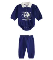 [Mini Rodini] Mini Rodini Baby Society cotton playsuit and pants set M 1-3 blue