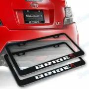 X2 Black Stainless Steel JDM BRIDE License Plate Frame w/ Caps for Honda Civic (for: Honda Civic)