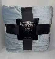 Lauren Ralph Lauren Classic Micromink Twin Luxuriously Soft Blanket, Light Blue