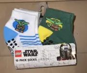 LEGO STAR WARS 10 PAIR KIDS BABY/TODDLER SOCKS 12-24 MONTHS NEW
