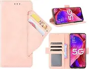 [GoshukunTech] Case for Oppo A74 5G,for Oppo A54 5G Wallet Case[ 5 Card Slots Leather Wallet ] Soft TPU Inner Case Flip Cover Stand Feature Compatible with Oppo A54 5G/A74 5G [6.5 inch]-Pink