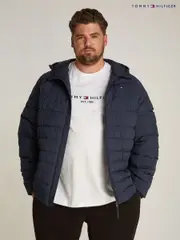 Tommy Hilfiger Blue Plus Quilted Hooded Jacket (AM4961) | $623