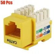 50Pcs Cat5E RJ45 Ethernet LAN Network Keystone Jack 110 PunchDown Snap-in Yellow