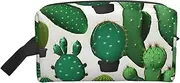 [FSCEV] Green Cactus Storage Bag Toiletry Bag Travel Bag Cute Cosmetic Bag Makeup Accessories, White, One Size