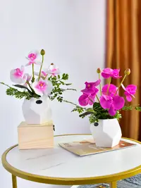 在飛比找樂天市場購物網優惠-高仿真PU蝴蝶蘭花藝套裝 現代簡約桌面花會議裝飾花帶陶瓷花盆