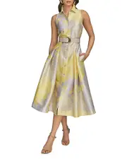 Donna Karan Belted Sleeveless Shirtdress