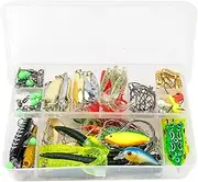 Freshwater Saltwater Fishing Lures - 3D Eyes Fishing Bait Kit,Portable Hard Gear Accessories Artificial Fish Tackle with Storage Box for Sea Lakes Rivers Ponds