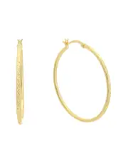 Argento Vivo 14K Plated Textured Hoops