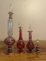 Four Collectible Mouth Blown Egyptian Perfume Bottles
