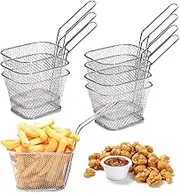 Zarmanuae 8Pcs Mini Stainless Steel Chips Fry Baskets, French Fries Holder Deep Fryer Baskets with Handles for Perfectly Cooked Potatoes, Ideal for Home Cooking and Professional Chefs