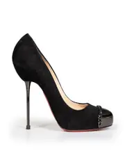Black Suede Cap Toe Pumps