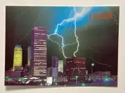Stormy Tulsa Oklahoma Lightning Storm at Night Downtown Skyline Postcard S-1333