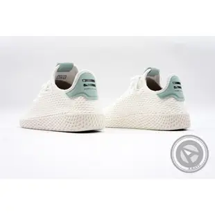 【A-KAY0】ADIDAS 女 X PHARRELL PW TENNIS HU J 編織 白綠米白【CP8878】