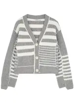Jonathan Simkhai Adara Striped Wool-blend Cardigan - Grey - XS (UK6 / XS) XS (UK6 / XS)