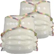 Fitted Cloth Diaper: Overnight Diaper with 2 Cotton Hemp Inserts, One Size with Snap Buttons