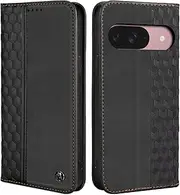 CXTcase Case for Google Pixel 9 / Google Pixel 9 Pro 6.3 inch, Flip Folio Cover with Card Slots, Magnetic Wallet Case, Black