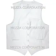 New Men's Tuxedo Vest Waistcoat Vertical Stripes only prom wedding party White