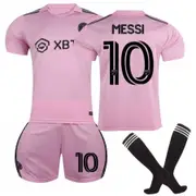 22/23 Kids Inter Miami Messi #10 Soccer Jersey Football Kit - Pink