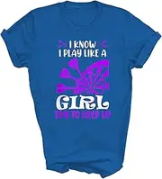 [SDVN] Girl Darts Flight Dartboard Dart Darting I Know I Play Like A Girl Try to Keep Up Gift Unisex Shirt T-Shirt (Royal;L)