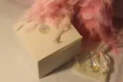 Friend Birthday Feather BOA Suncatcher PRISM & White Muslin LACE BAG Gift BOXED