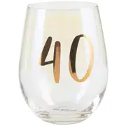 Rainbow Stemless 40th Wine/Alcohol Glass 600ml Birthday Drinking Drinking Cup