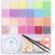 Yamibobo 16000pcs 2mm Pastel Glass Seed Beads for Jewelry Making Kit, 24 Colors Small Beads Kit Bracelet Beads, Tiny Waist Beads Kit with Elastic String, DIY Art Craft Girls Gifts