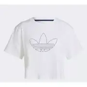 Adidas Womens Top White XL Crop Logo Crewneck Oversized Plus Size