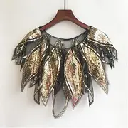 [HEYDHSDC] Women Scarves 1920S Flapper Fringe Shawl Cover Up Party Beaded Sequin Cape Vintage Mesh Scarf Wraps Capes