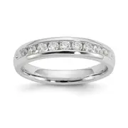 0.40ct. CZ Solid Real 14K White Gold 9-Stone Channel Wedding Band Ring