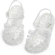 [CENCIRILY] Toddler Girls Jelly Sandals Soft Rubber Sole Closed Toe Glitter Sparkle Summer Beach Holiday Princess Dress Up Shoes