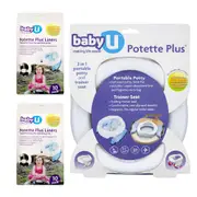 2x 10pc BabyU Disposable Liners & Potette Plus Portable Potty/Trainer Set