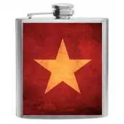 Vietnam Flag Stainless Steel Hip Flask 6oz