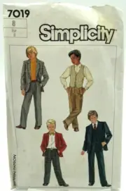 Simplicity Pattern #7019 - Boy's Pants, Lined Jacket & Lined Vest - (Size 8)