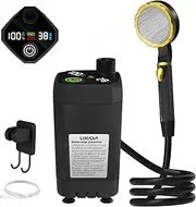Portable Camping Shower Pump RV Outdoor Shower KIT with Full Screen Display Adjustable for Backyard