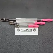 Snap-on Tools USA NEW 3pc HOT PINK 1/2" Drv Fixed/Flex-Head Ratchet Set SHLFD80A